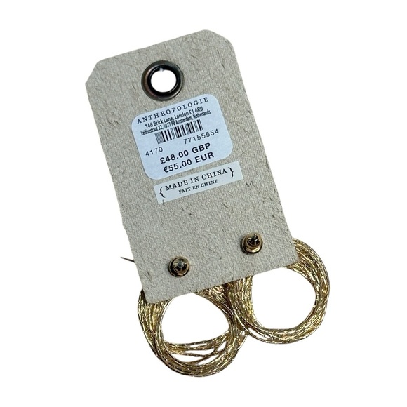 Anthropologie 14k Gold Plated Frayed Metal Ribbon Earrings - Picture 5 of 5